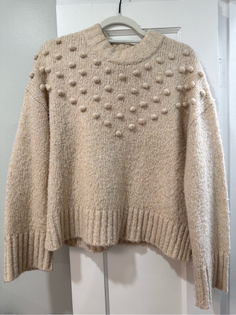 Madewell Cream Pom-Pom Crewneck Sweater - Picture 3 of 4